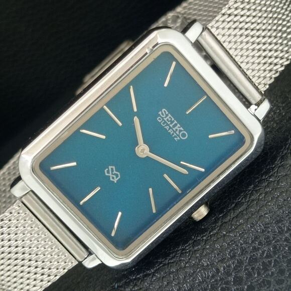 Seiko Other - Vintage Style Seiko Quartz Mens Silver Watch & Blue accents W/ Steel Strap